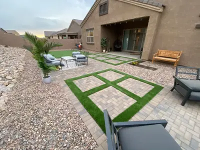 Paving Stones and Synthetic Turf — Landscape Construction project by AZ Custom Landscaping