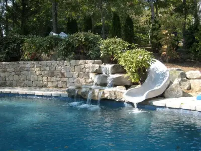 Patio and Waterfall by the Pool — Landscape Construction project by David Spencer Professional Landscaping Services
