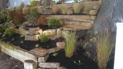 Slope stabilization and vegetation establishment — Landscape Construction project by Marlinski Landscape & Stone Work