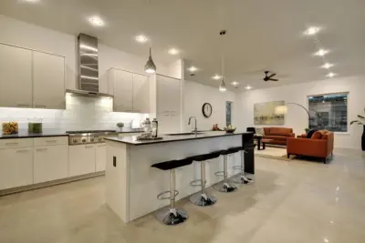 Contemporary Kitchen and Open Living Area Design — Home Renovation & Remodeling Services project by East Austin Carpenters