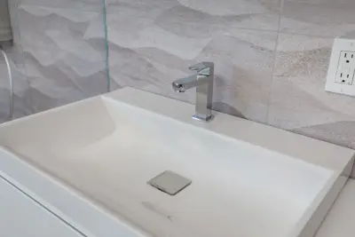 Morgan Hill Grey and White Transitional Master Bathroom — Home Renovation & Remodeling Services project by D.R. Domenichini Construction