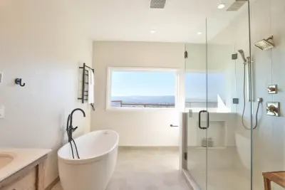 Morgan Hill Transitional Master Bath with a View — Home Renovation & Remodeling Services project by D.R. Domenichini Construction