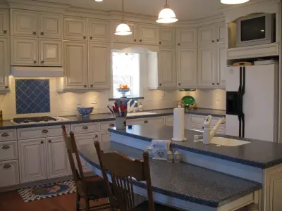 Azure and Ivory Rustic Kitchen — Kitchen Remodeling project by Dimensions In Wood Inc