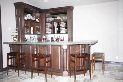Zinc Counter with Custom Bar and Cherry Cabinets — Kitchen Remodeling project by The Kitchen Place, Inc.