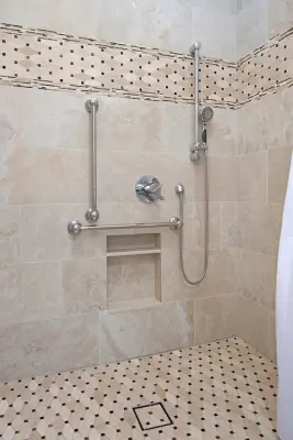 Inclusive Bath in Carlsbad Poinsettia — Kitchen Remodeling project by Lori Ramsay Design