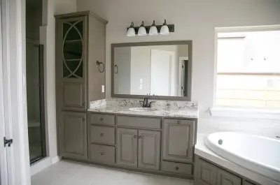 White Marble and Grey Transitional Bathrooms — Kitchen Remodeling project by All Stone Granite & Marble