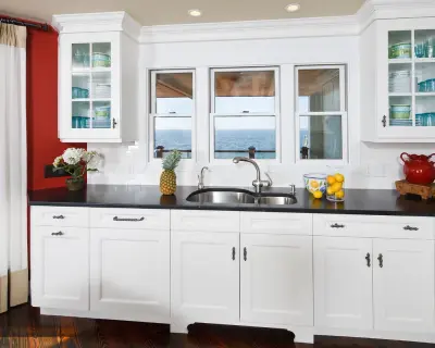 Harvey Cedars Classic Black and White Kitchen by Wood-Mode — Kitchen Remodeling project by Francie Milano Kitchens Inc.