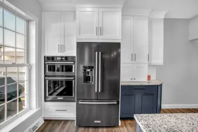 Blue and White Transitional Kitchen Renovation — Kitchen Remodeling project by Stacey Kocevar Designs, LLC