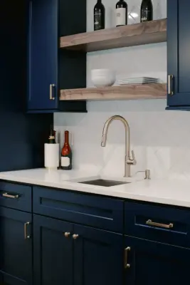 Blue Basement at Brookhaven — Kitchen Remodeling project by Rosa Moreno Kitchens