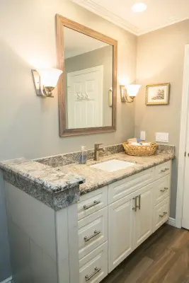 Cardiff Transitional Washroom — Kitchen Remodeling project by La Costa Cabinets & Design
