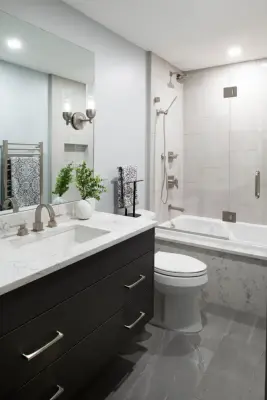 Modern Compact Bathroom — Kitchen Remodeling project by Tricia Hauser Tidemann