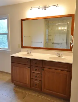 Fresh and tidy Master Bathroom renovation in Thornton PA for under $24K — Kitchen Remodeling project by Chester County Kitchen & Bath