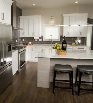 Alabaster/Gray Crystal Current Choice Kitchen Award Recipient — Kitchen Remodeling project by Kitchens Wow, Inc.