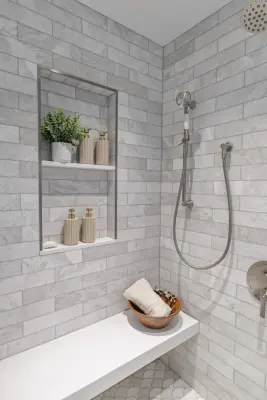 Bedford, MA Primary Bathroom Renovation at Bandera Residence by Yusra Design Build