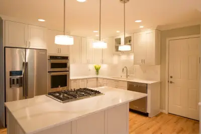 Andover Road White Transitional Kitchen — Design-Build Services project by Alpha Design + Build
