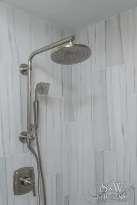 Timeless White and Gray Master Bath Design — Design-Build Services project by Sarah Kraus Bartelson - S&W Kitchens
