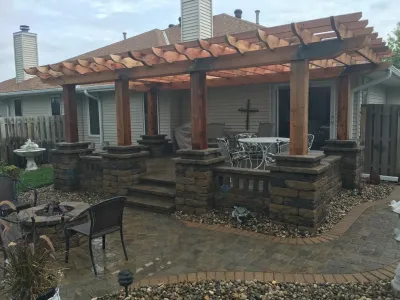 Paver Patio with Pergola & Fire Pit — Landscape Construction project by Flash-N-Reds Inc in Omaha