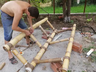 Artisan Bamboo Swing with Acacia Wood Base – Nail-Free Construction — Design-Build Services project by Penko LLC