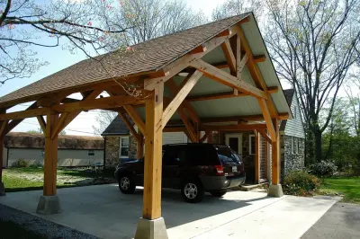 East Tennessee Heavy Timber Porte-Cochere — Design-Build Services project by Homestead Timber Frames