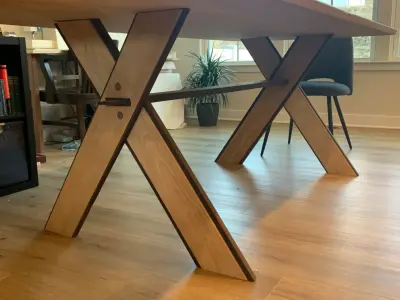 X Designed Legs Kitchen Table — Carpentry & Woodworking project by Longing Woodworks Company