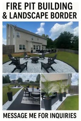 Johnnys fire pit and border - Landscape Design in Griffin, GA