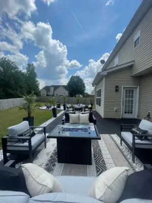 Johnnys fire pit and border - Landscape Design in Griffin, GA