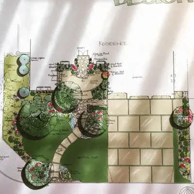 Tinted Blueprints — Landscape Design project by Biomirage Landscape, Pool & Garden Design
