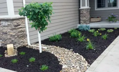 Front Entrance Dry Stream Bed Garden — Landscape Design project by Stony Creek Landscapes