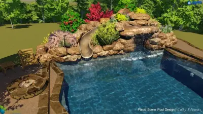 Custom Pool with Automatic Cover and Grotto — Landscape Design project by Placid Scene Pool Design
