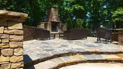 Patio Elevation and Outdoor Fireplace - Lakeland, TN — Landscape Design project by Covenant Pool And Landscape