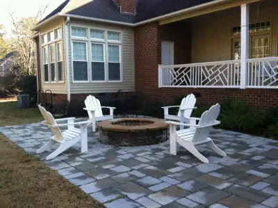 Beaufort - Backyard living area enhancement with patio and firepit installation — Landscape Design project by Yardworks, Inc.