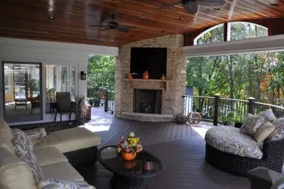 Greensberg Deck, Pavilion, Fireplace, and Spa Area — Landscape Design project by Karl Steinmetz Landscape Architect