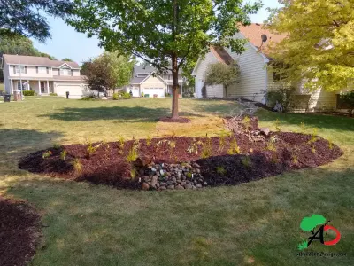 Dry Stream Rain Garden — Landscape Design project by Abundant Design, LLC