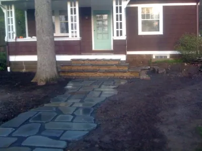 Craftsman Cottage with Tumbled Bluestone Stairs — Landscape Design project by Christopher A. Zeek LandscapeDesign&Construction