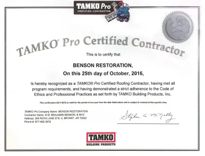 Benson Restoration - Roofing & Gutter Services in Maumelle, AR
