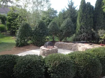Flagstone and Fieldstone Firepit — Landscape Design project by Christopher A. Zeek LandscapeDesign&Construction
