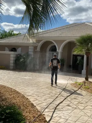Roof and House Exterior Cleaning with Driveway and Patio Services — Roofing & Gutter Services project by Jacks Exteriors