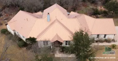 Copper-Ten Raw Standing Seam by Green Knight Metal Roofing