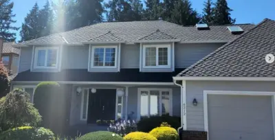 Matte White 6K Gutter — Roofing & Gutter Services project by Eastside Roofing Inc