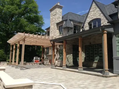 Natural Slate, Gutter, and Masonry Installation in Northfield, IL — Roofing & Gutter Services project by A.B. Edward Enterprises, Inc.