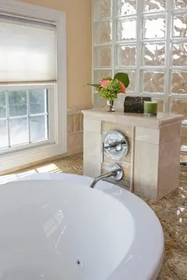 Silver Spring Glass Block Luxury Bathroom Suite by J Allen Smith Design/Build