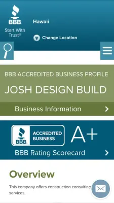 BBB A Plus Rating — Design-Build Services project by Josh Design Build