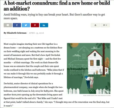 Highlighted - The Boston Globe April 2016 — Design-Build Services project by New England Design & Construction