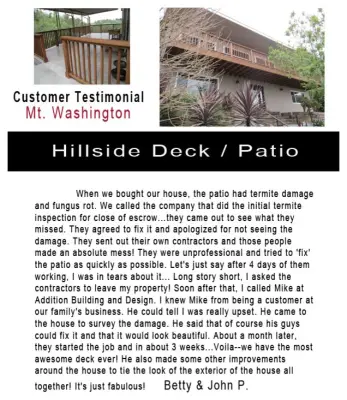 Contemporary Deck/Patio at Mount Washington — Design-Build Services project by Addition Building & Design, Inc.