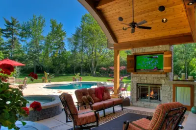 Outdoor Living Room by the Pool — Design-Build Services project by Heartlands Building Company
