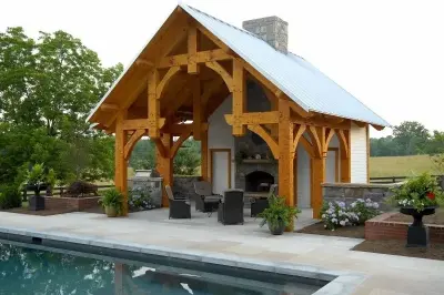 Georgia Timber Frame Pool Pavilion — Design-Build Services project by Homestead Timber Frames