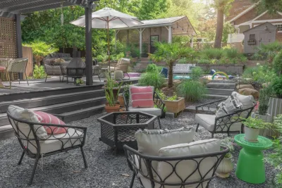 Backyard oasis with pool by City Garden Company