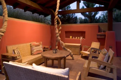 Indonesian-Inspired Pergola — Landscape Design project by Clemens & Associates Inc. in Santa Fe