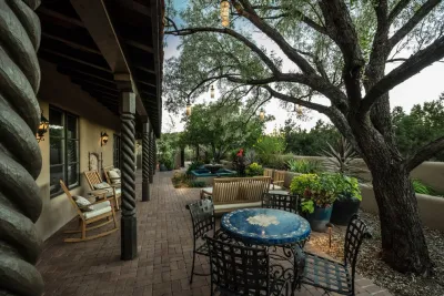 Moorish-Inspired Courtyard Pool — Landscape Design project by Clemens & Associates Inc. in Santa Fe