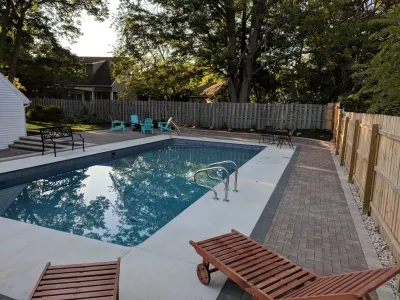 New Buffalo Pool Surround & Landscape — Landscape Construction project by NWI Patio Pros
